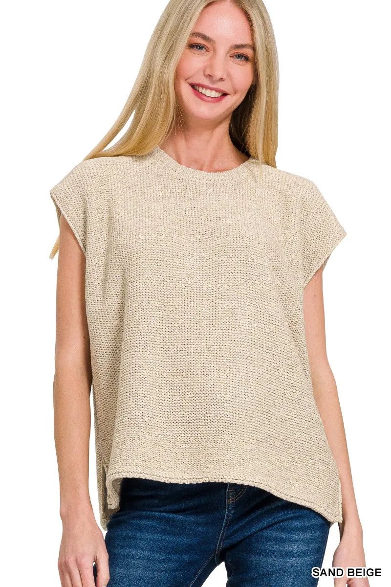 Zenana Oversized Crew Neck Sweater Vest - Bitsy Gypsy Boutique