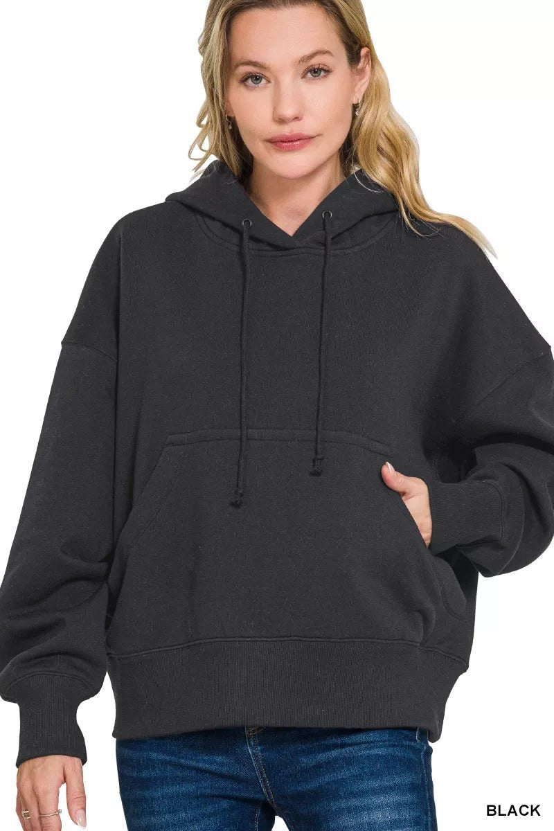 Zenana Oversized Fleece Kangaroo Pocket Hoodie - Bitsy Gypsy Boutique