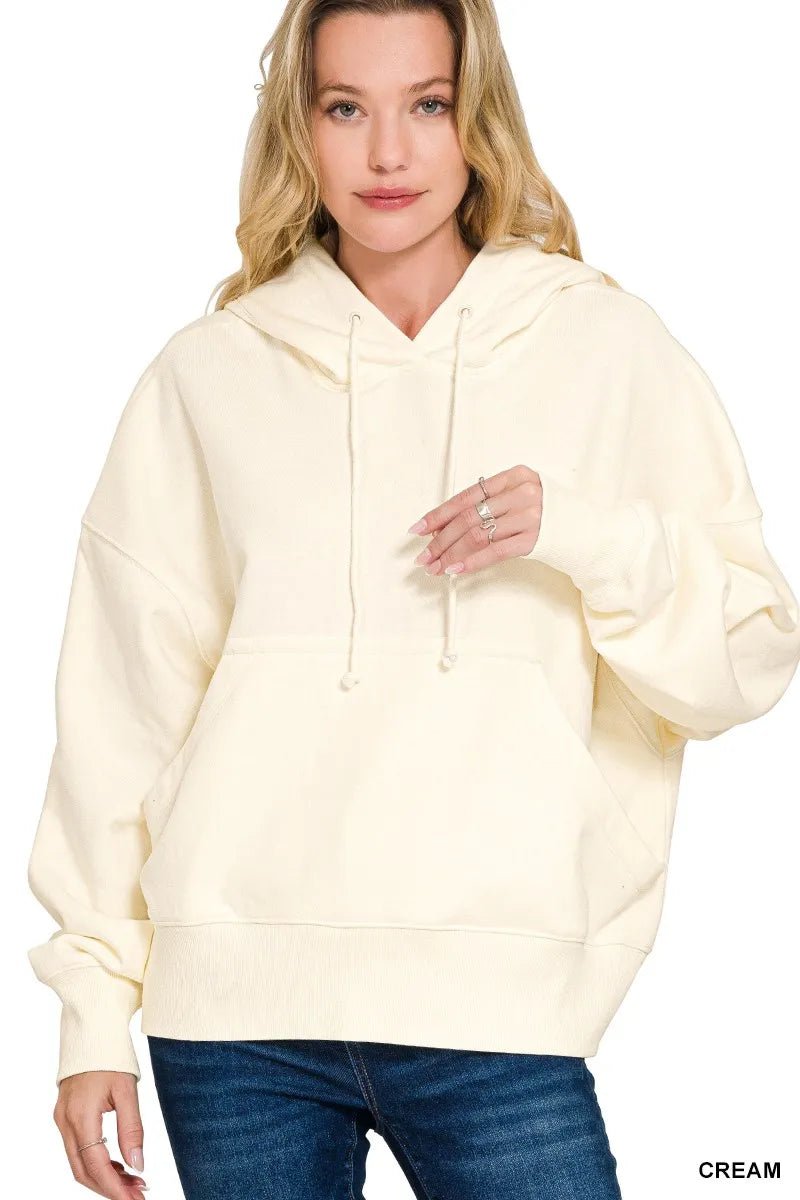 Zenana Oversized Fleece Kangaroo Pocket Hoodie - Bitsy Gypsy Boutique