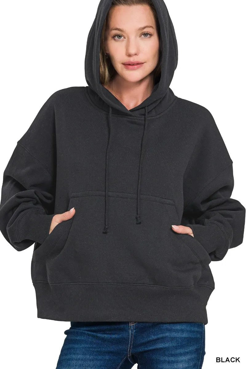 Zenana Oversized Fleece Kangaroo Pocket Hoodie - Bitsy Gypsy Boutique