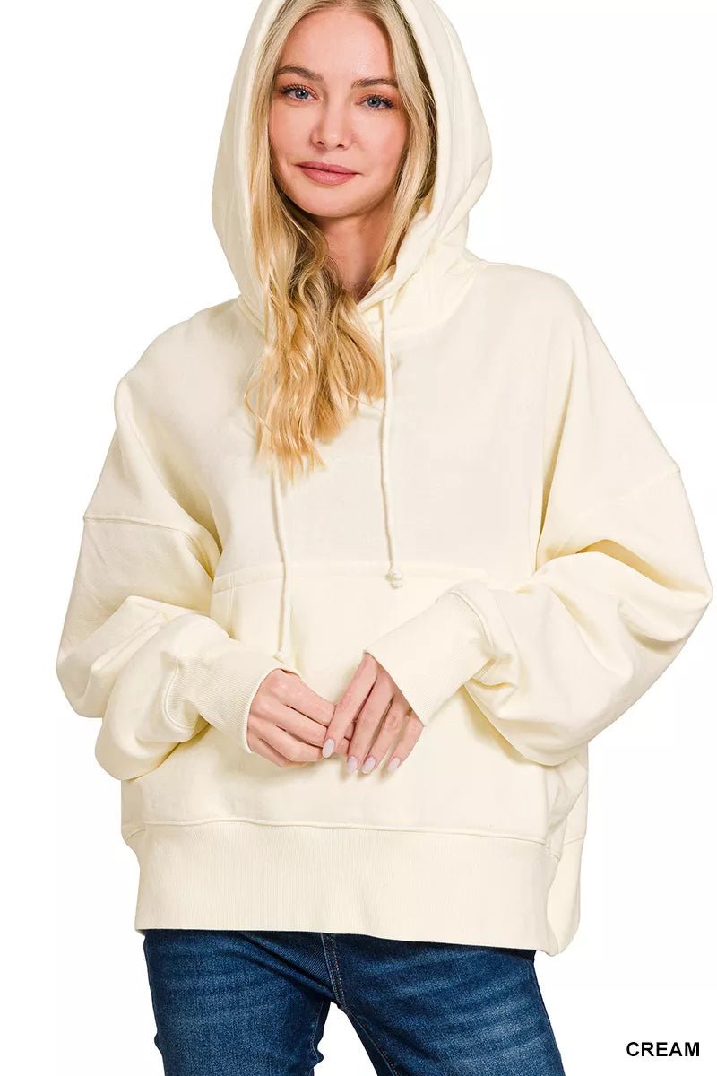 Zenana Oversized Fleece Kangaroo Pocket Hoodie - Bitsy Gypsy Boutique