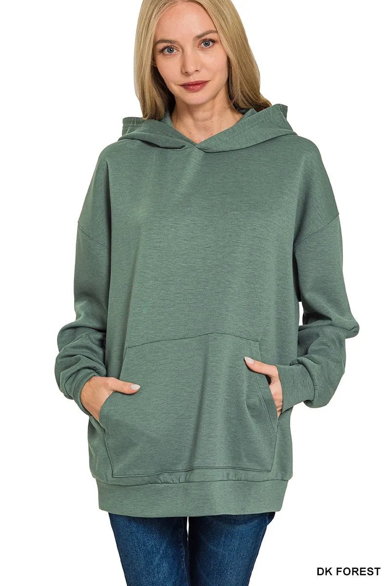 Zenana Oversized Scuba Hoodie with Kangaroo Pocket - Bitsy Gypsy Boutique
