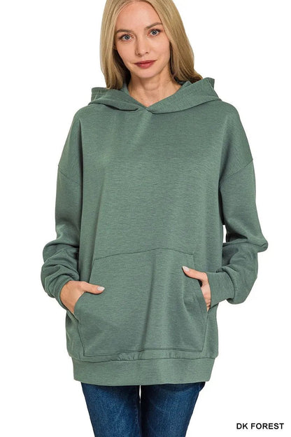 Zenana Oversized Scuba Hoodie with Kangaroo Pocket - Bitsy Gypsy Boutique