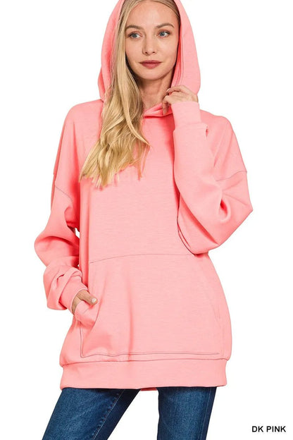 Zenana Oversized Scuba Hoodie with Kangaroo Pocket - Bitsy Gypsy Boutique