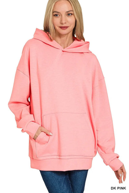 Zenana Oversized Scuba Hoodie with Kangaroo Pocket - Bitsy Gypsy Boutique