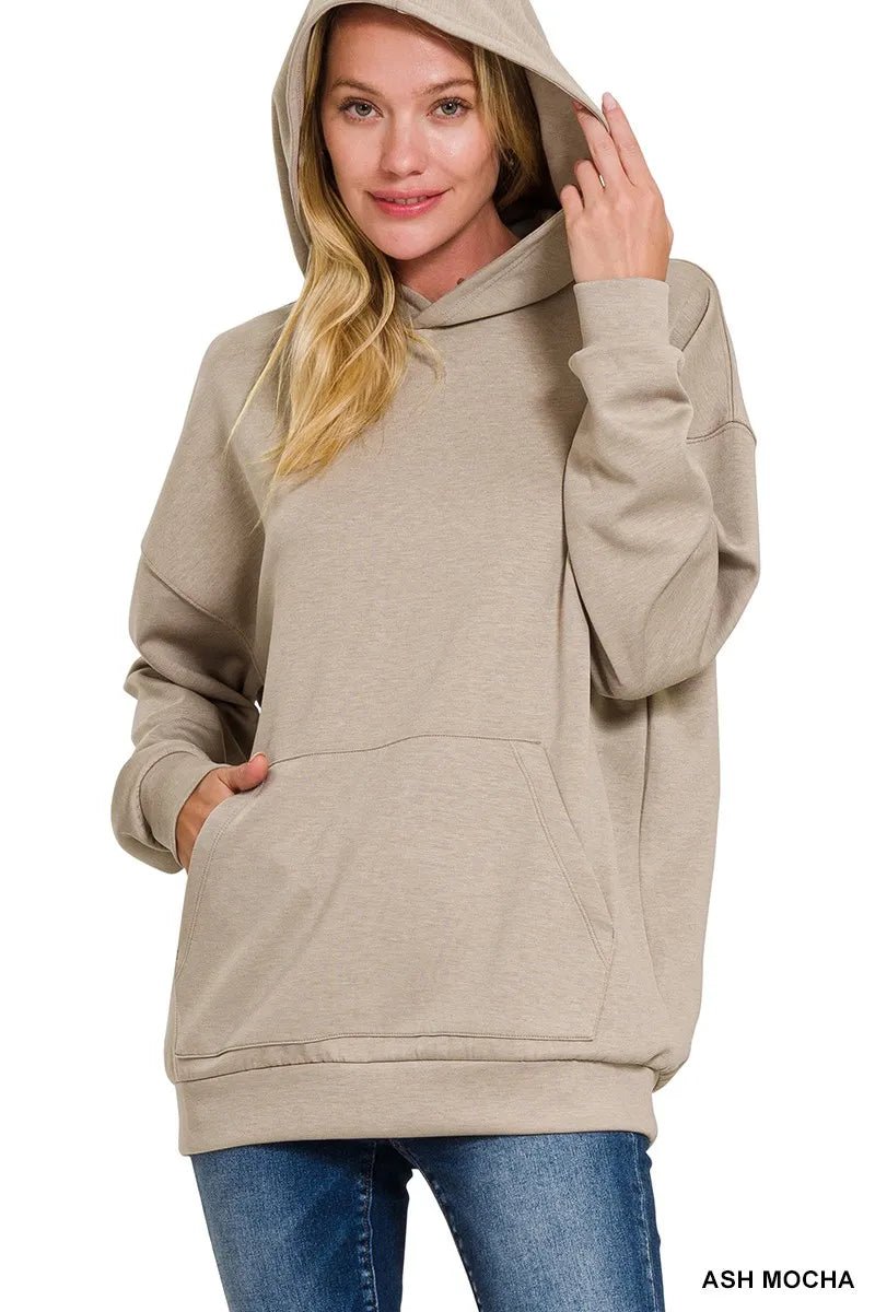Zenana Oversized Scuba Hoodie with Kangaroo Pocket - Bitsy Gypsy Boutique
