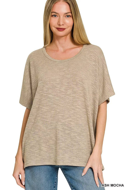 Zenana Oversized Slub Hacci Top - Bitsy Gypsy Boutique