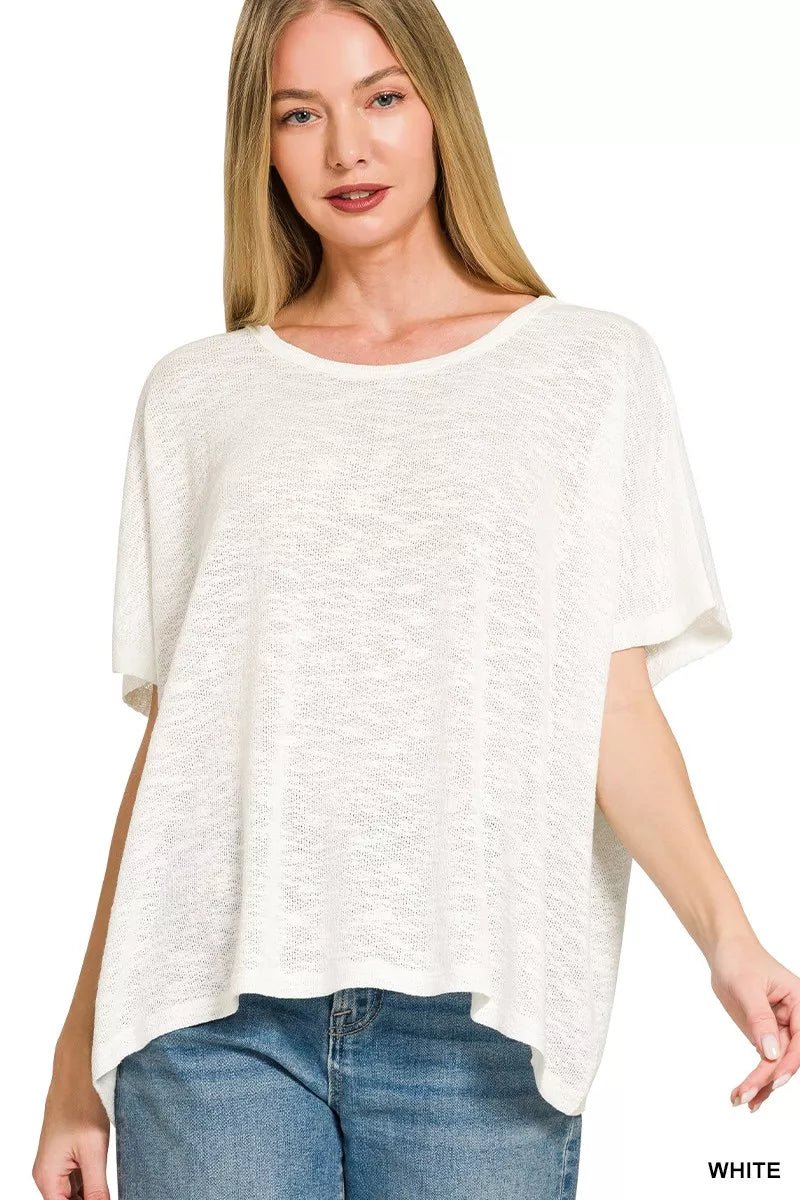 Zenana Oversized Slub Hacci Top - Bitsy Gypsy Boutique