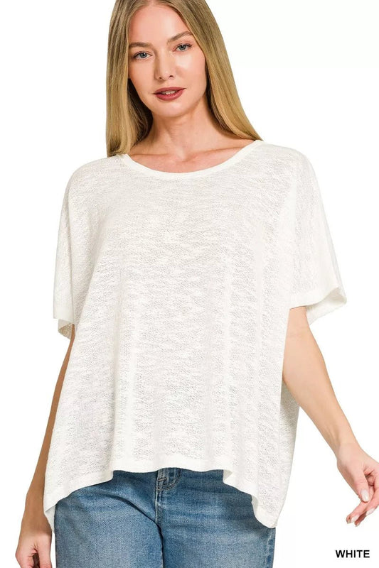 Zenana Oversized Slub Hacci Top - Bitsy Gypsy Boutique