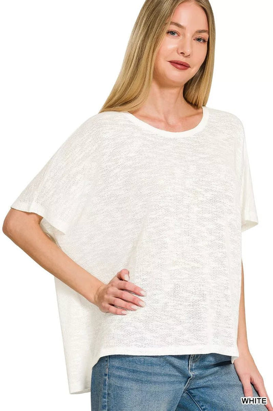 Zenana Oversized Slub Hacci Top - Bitsy Gypsy Boutique