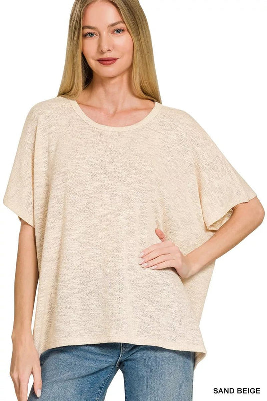 Zenana Oversized Slub Hacci Top - Bitsy Gypsy Boutique