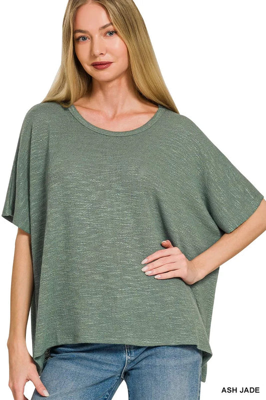 Zenana Oversized Slub Hacci Top - Bitsy Gypsy Boutique