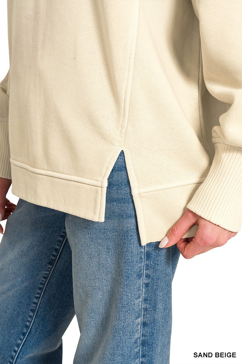 Zenana Pigment Dye Exposed - seam Fleece Sweatshirt - Bitsy Gypsy Boutique