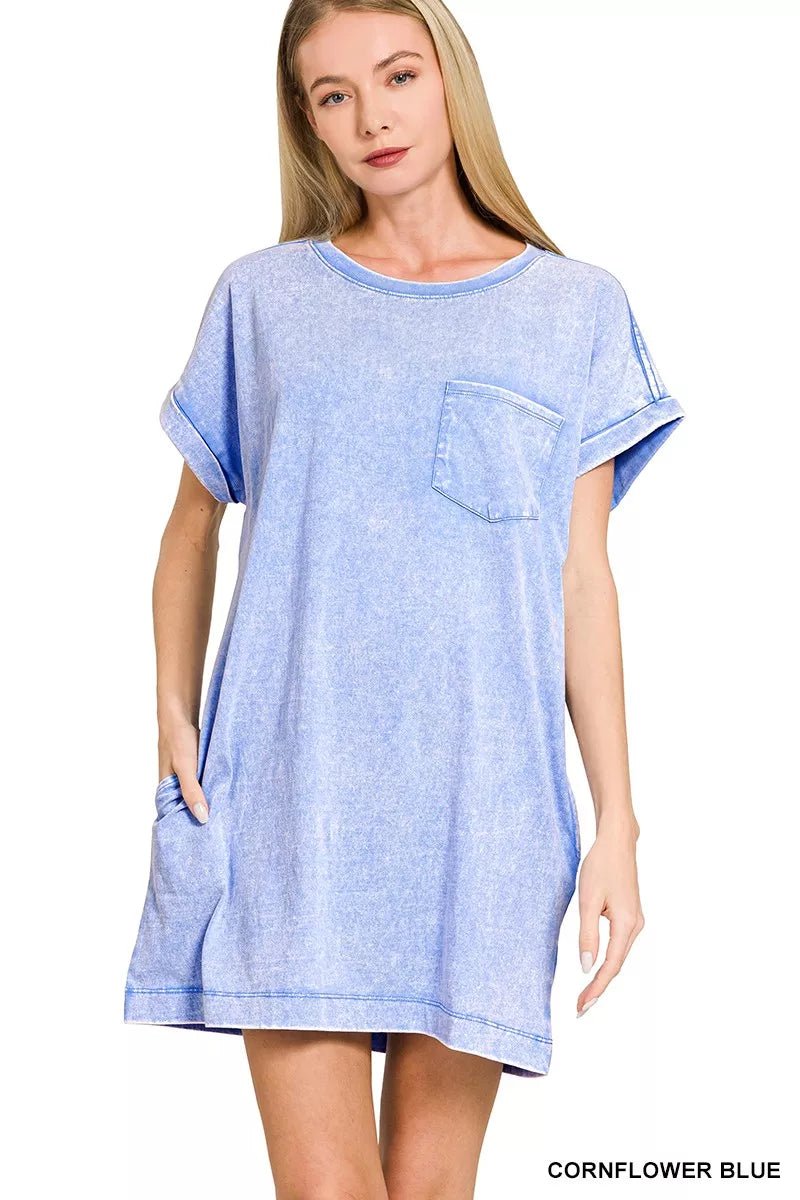 Zenana Premium Cotton Washed T-Shirt Dress - Bitsy Gypsy Boutique