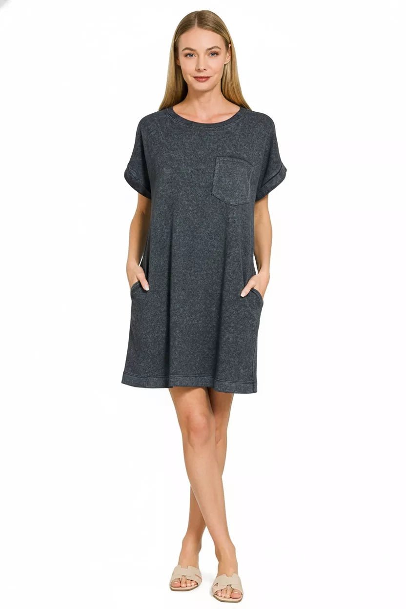 Zenana Premium Cotton Washed T-Shirt Dress - Bitsy Gypsy Boutique