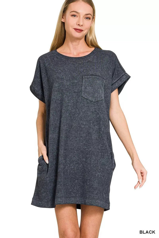 Zenana Premium Cotton Washed T-Shirt Dress - Bitsy Gypsy Boutique
