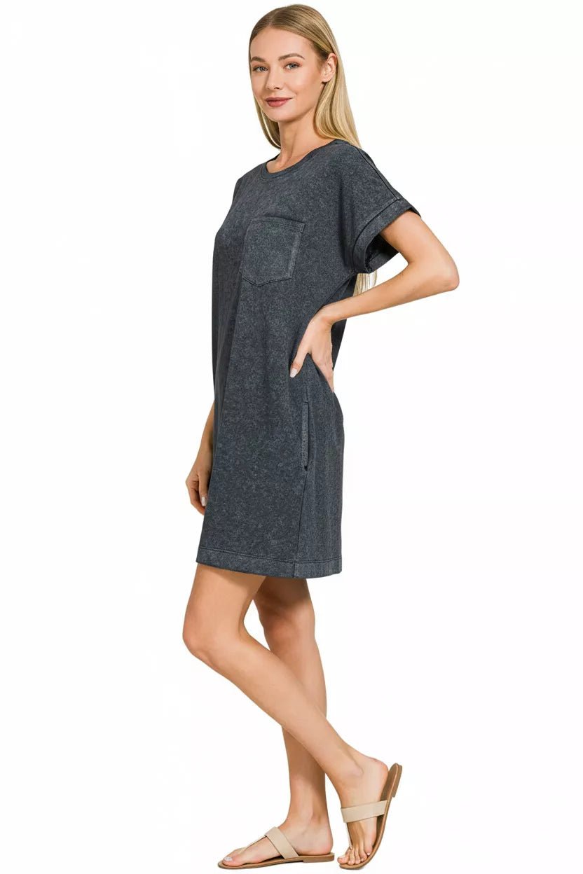 Zenana Premium Cotton Washed T-Shirt Dress - Bitsy Gypsy Boutique