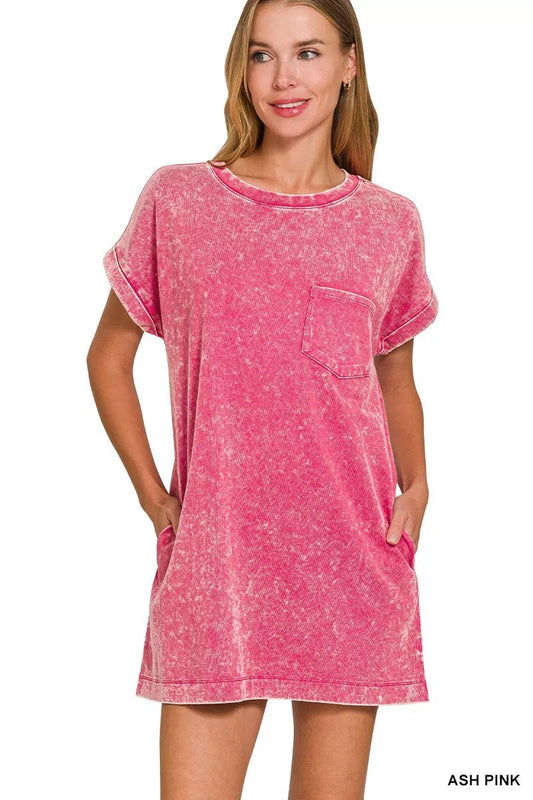 Zenana Premium Cotton Washed T-Shirt Dress - Bitsy Gypsy Boutique