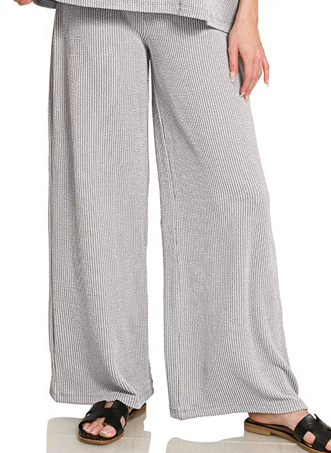 Zenana Raised Rib Relaxed Top & Pants Set - Bitsy Gypsy Boutique