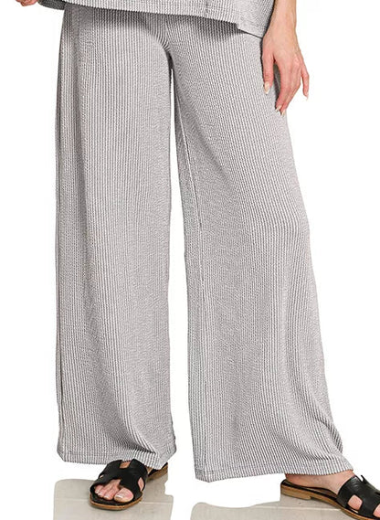 Zenana Raised Rib Relaxed Top & Pants Set - Bitsy Gypsy Boutique