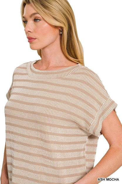 Zenana Raised Rib Striped Top - Bitsy Gypsy Boutique