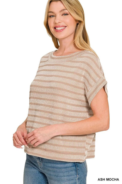 Zenana Raised Rib Striped Top - Bitsy Gypsy Boutique