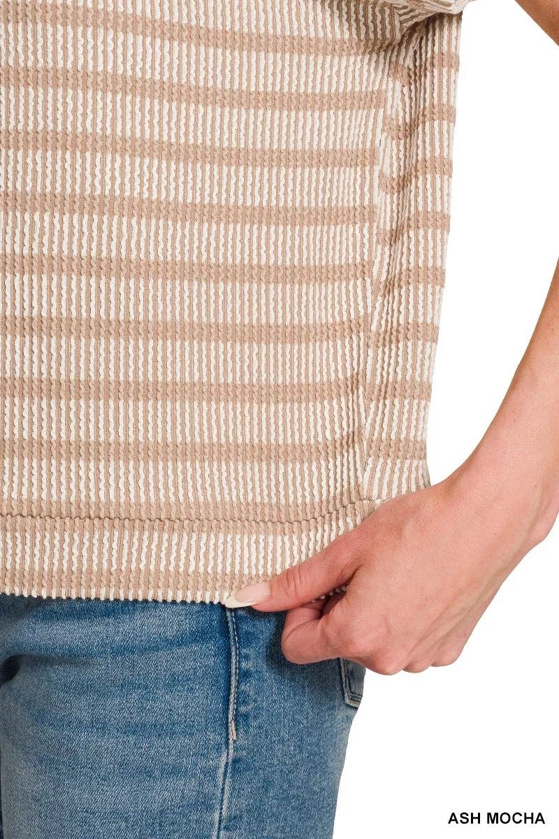 Zenana Raised Rib Striped Top - Bitsy Gypsy Boutique