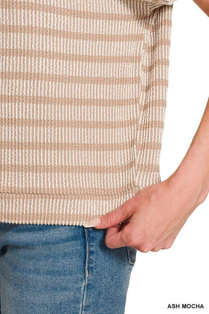 Zenana Raised Rib Striped Top - Bitsy Gypsy Boutique