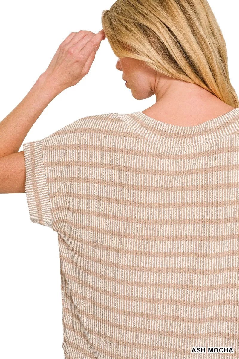 Zenana Raised Rib Striped Top - Bitsy Gypsy Boutique