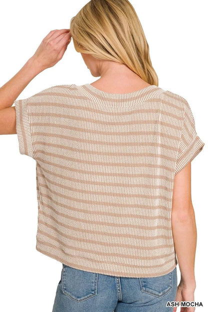 Zenana Raised Rib Striped Top - Bitsy Gypsy Boutique