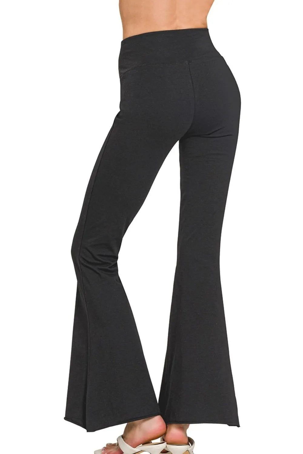 Zenana Raw Edge Hem Flare Yoga Pants - Bitsy Gypsy Boutique