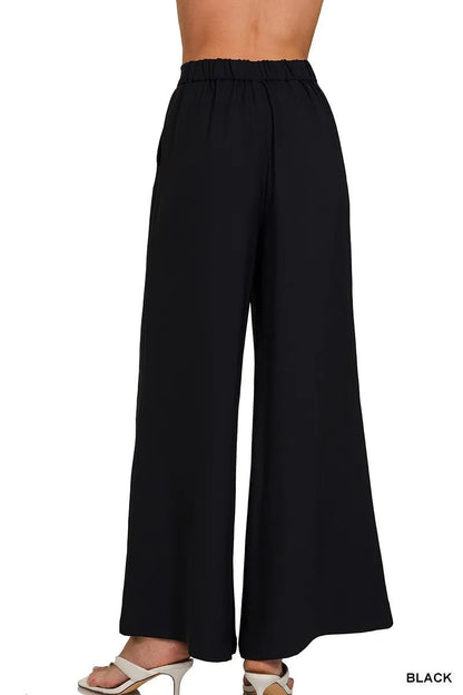Zenana Relaxed Fit Elastic Waisted Wide Leg Pants - Bitsy Gypsy Boutique