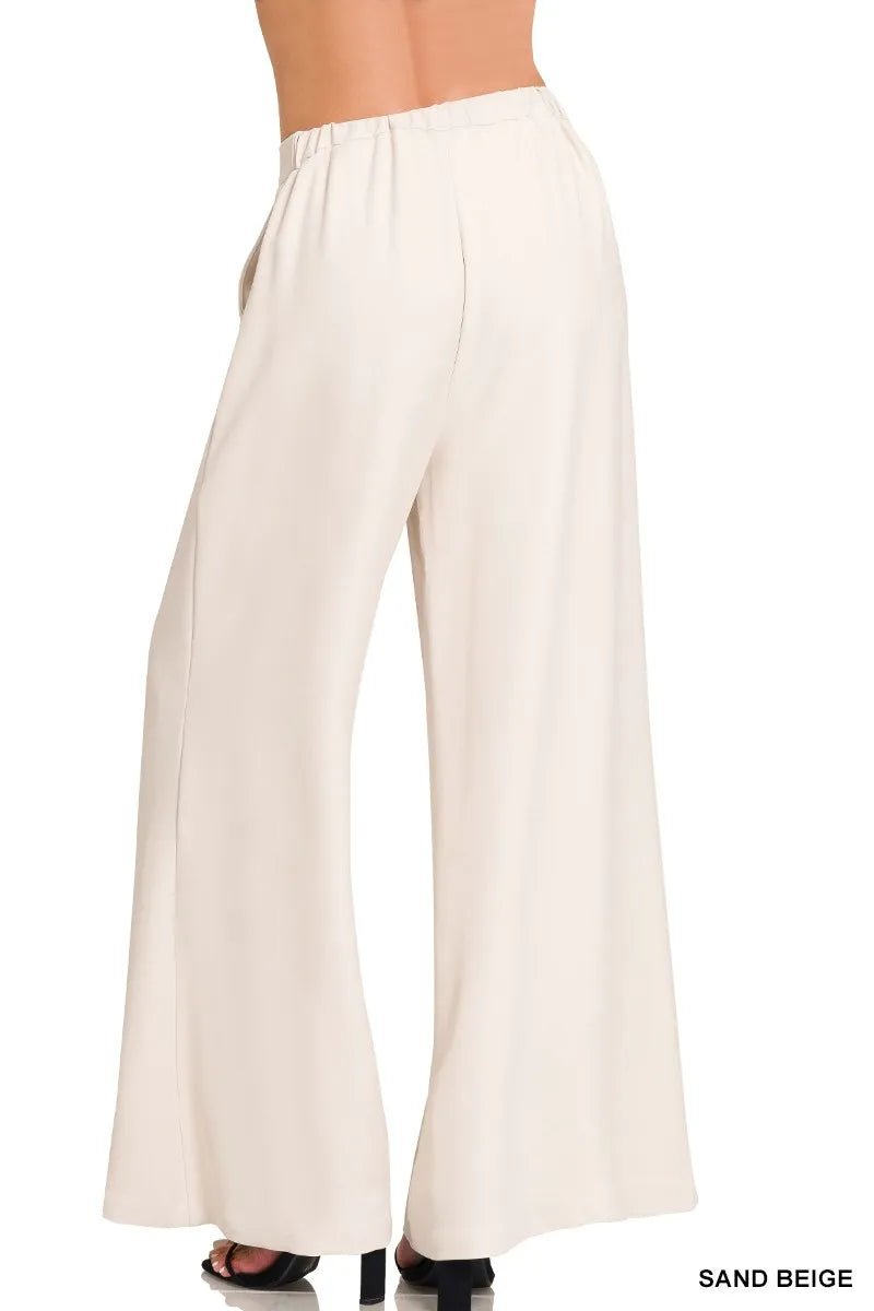 Zenana Relaxed Fit Elastic Waisted Wide Leg Pants - Bitsy Gypsy Boutique