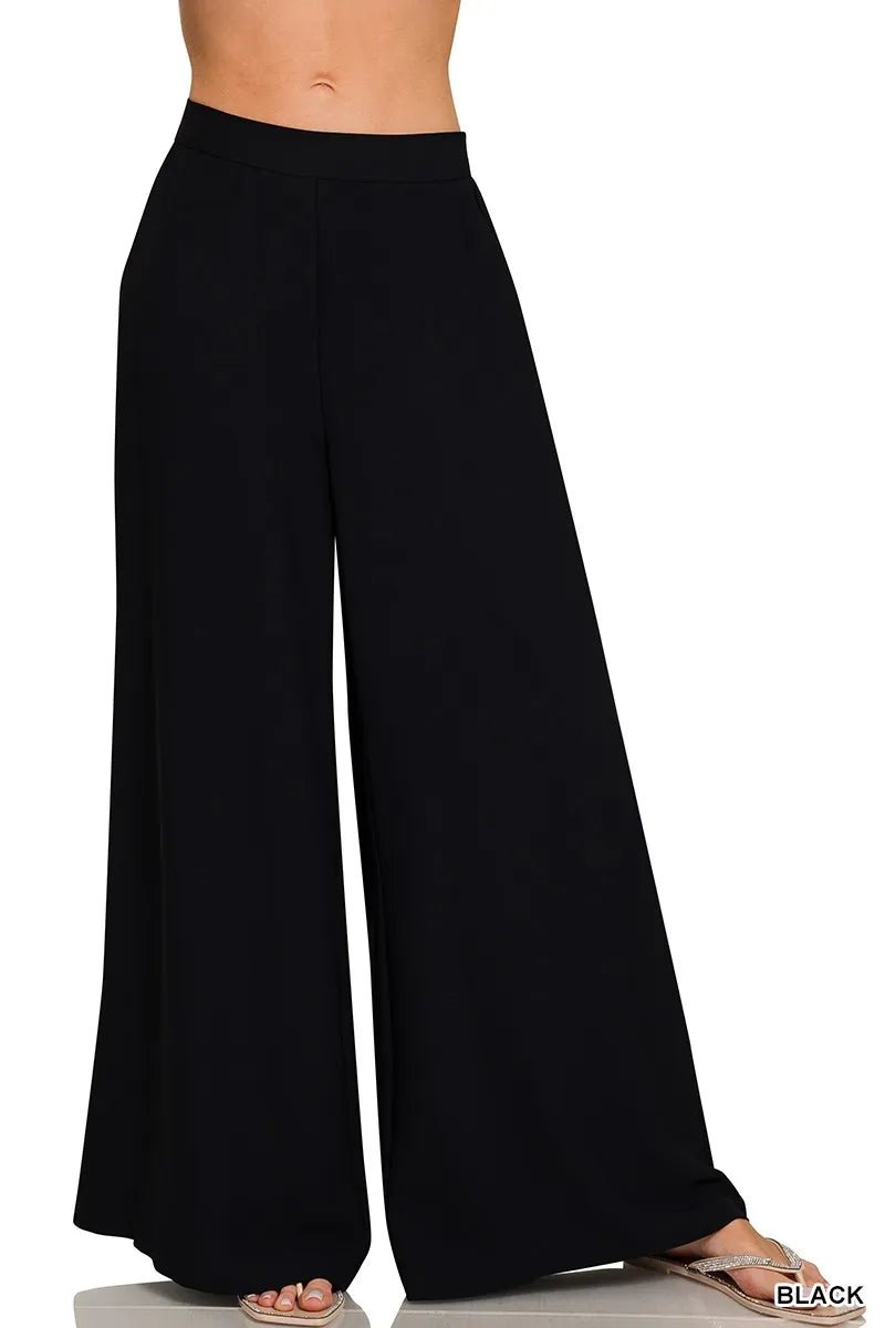 Zenana Relaxed Fit Elastic Waisted Wide Leg Pants - Bitsy Gypsy Boutique