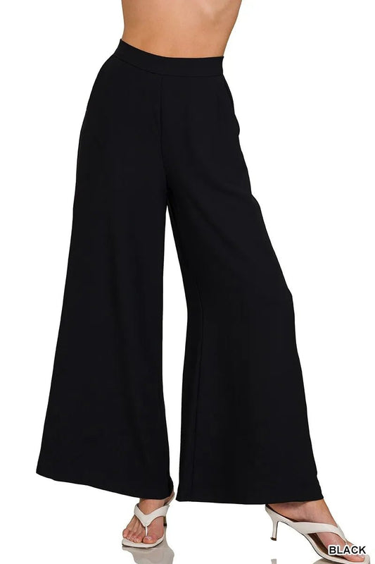 Zenana Relaxed Fit Elastic Waisted Wide Leg Pants - Bitsy Gypsy Boutique
