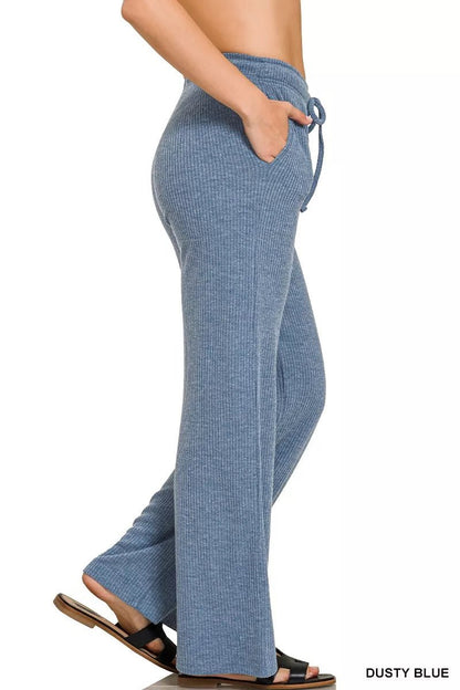 Zenana Ribbed Drawstring Lounge Pants - Bitsy Gypsy Boutique
