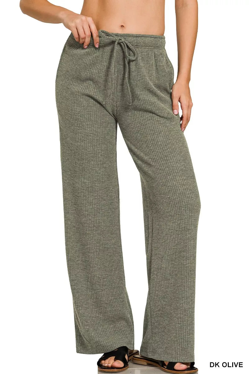 Zenana Ribbed Drawstring Lounge Pants - Bitsy Gypsy Boutique