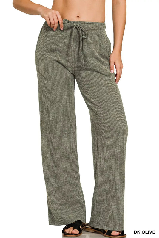 Zenana Ribbed Drawstring Lounge Pants - Bitsy Gypsy Boutique