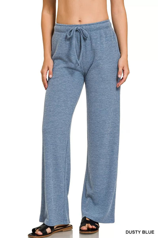 Zenana Ribbed Drawstring Lounge Pants - Bitsy Gypsy Boutique