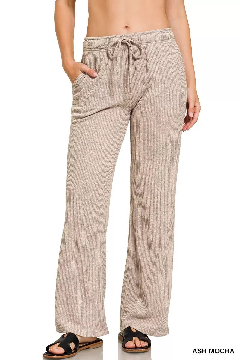 Zenana Ribbed Drawstring Lounge Pants - Bitsy Gypsy Boutique