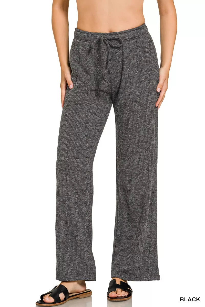 Zenana Ribbed Drawstring Lounge Pants - Bitsy Gypsy Boutique