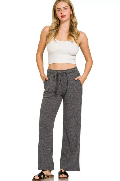 Zenana Ribbed Drawstring Lounge Pants - Bitsy Gypsy Boutique