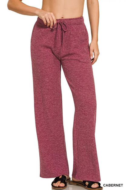 Zenana Ribbed Drawstring Lounge Pants - Bitsy Gypsy Boutique