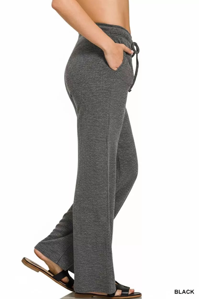 Zenana Ribbed Drawstring Lounge Pants - Bitsy Gypsy Boutique