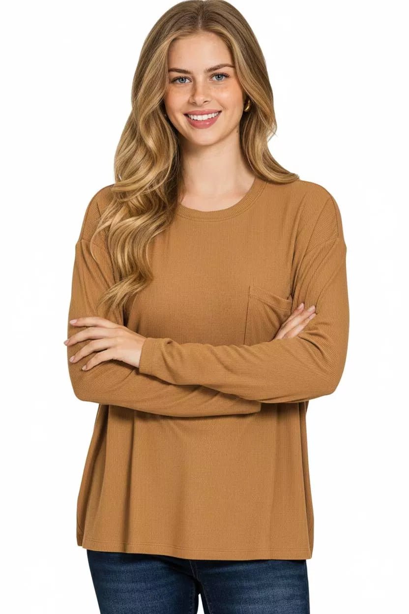 Zenana Ribbed Rayon Span Dolman Sleeve Top - Bitsy Gypsy Boutique