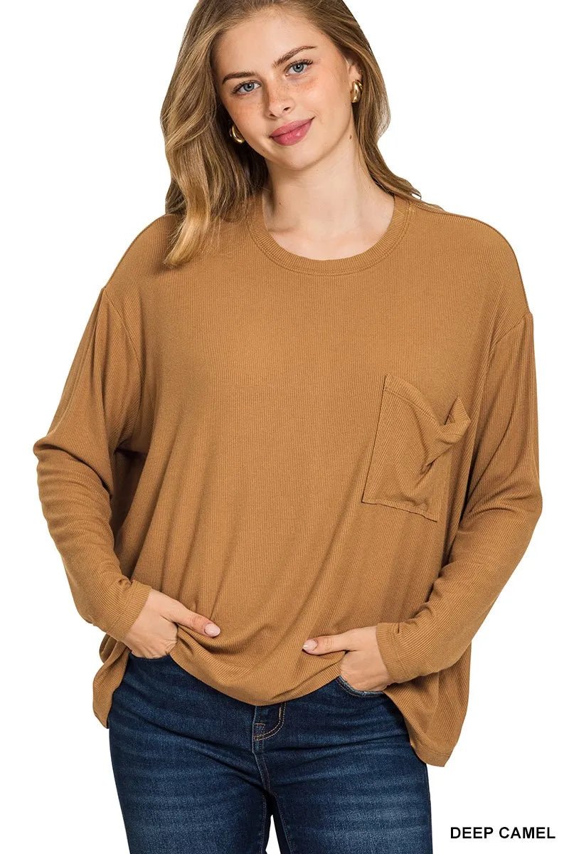 Zenana Ribbed Rayon Span Dolman Sleeve Top - Bitsy Gypsy Boutique