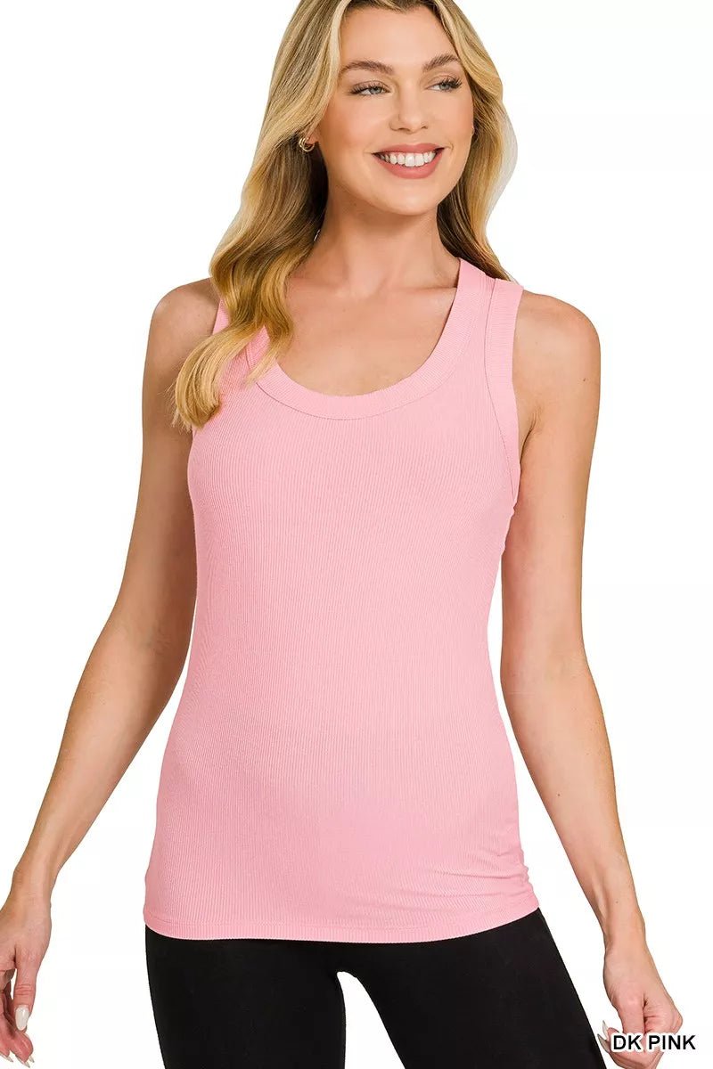 Zenana Ribbed Scoop Neck Tank Top - Bitsy Gypsy Boutique