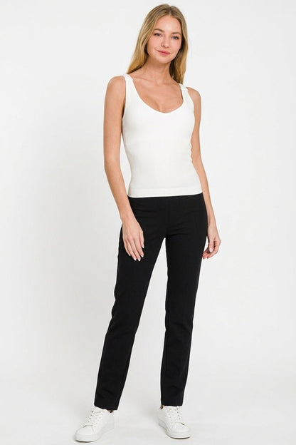 Zenana Ribbed Seamless Bra Padded V - neck Tank Top - Bitsy Gypsy Boutique