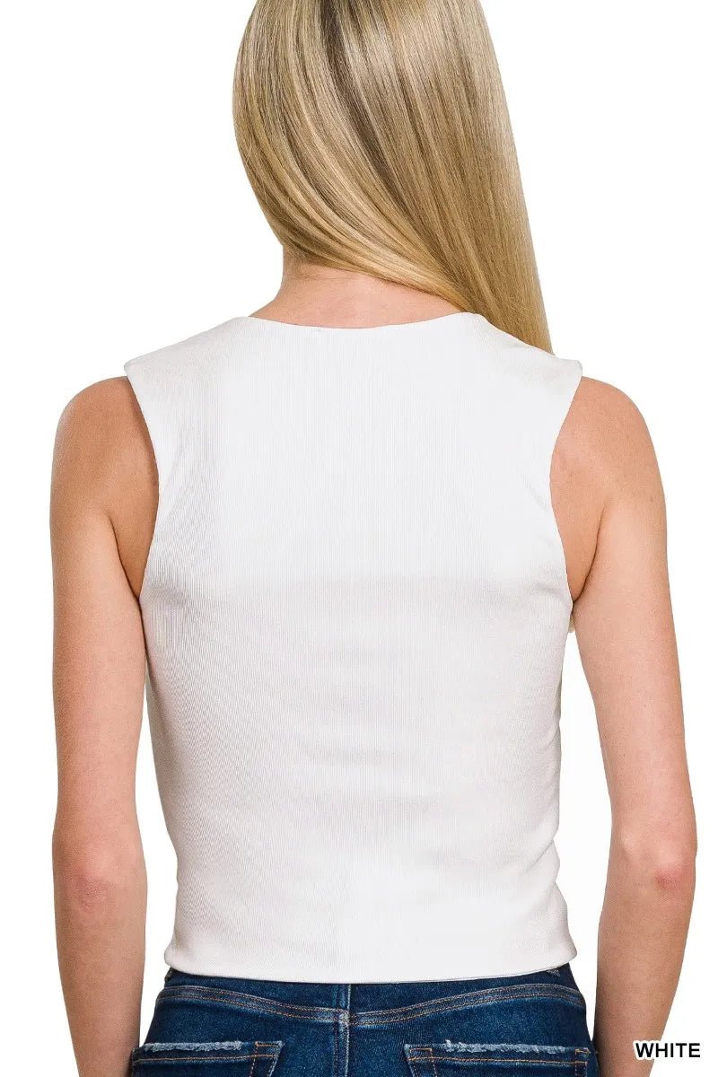 Zenana Ribbed Seamless Double Layered Square Neck Tank - Bitsy Gypsy Boutique