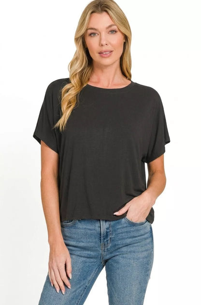 Zenana Round Neck Short Sleeve Cropped T-Shirt - Bitsy Gypsy Boutique